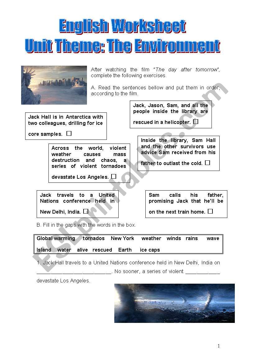 the day after tomorrow worksheet