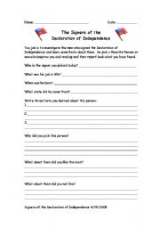 the declaration of independence worksheet