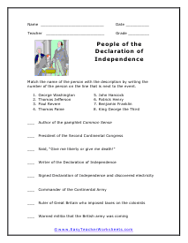 the declaration of independence worksheet