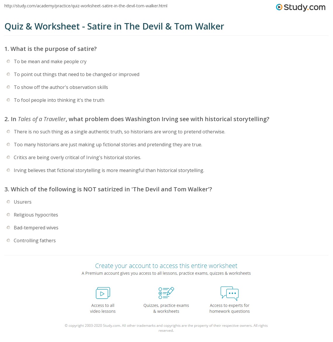 the devil and tom walker worksheet answers