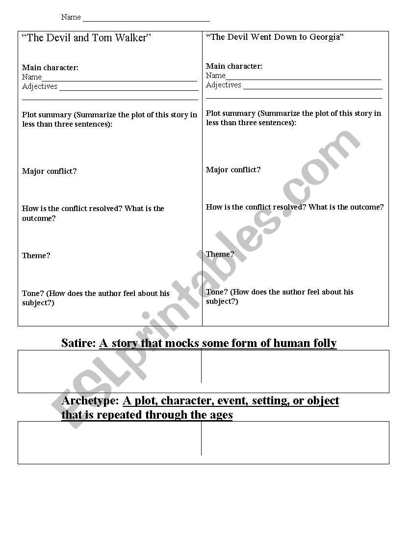 the devil and tom walker worksheet answers