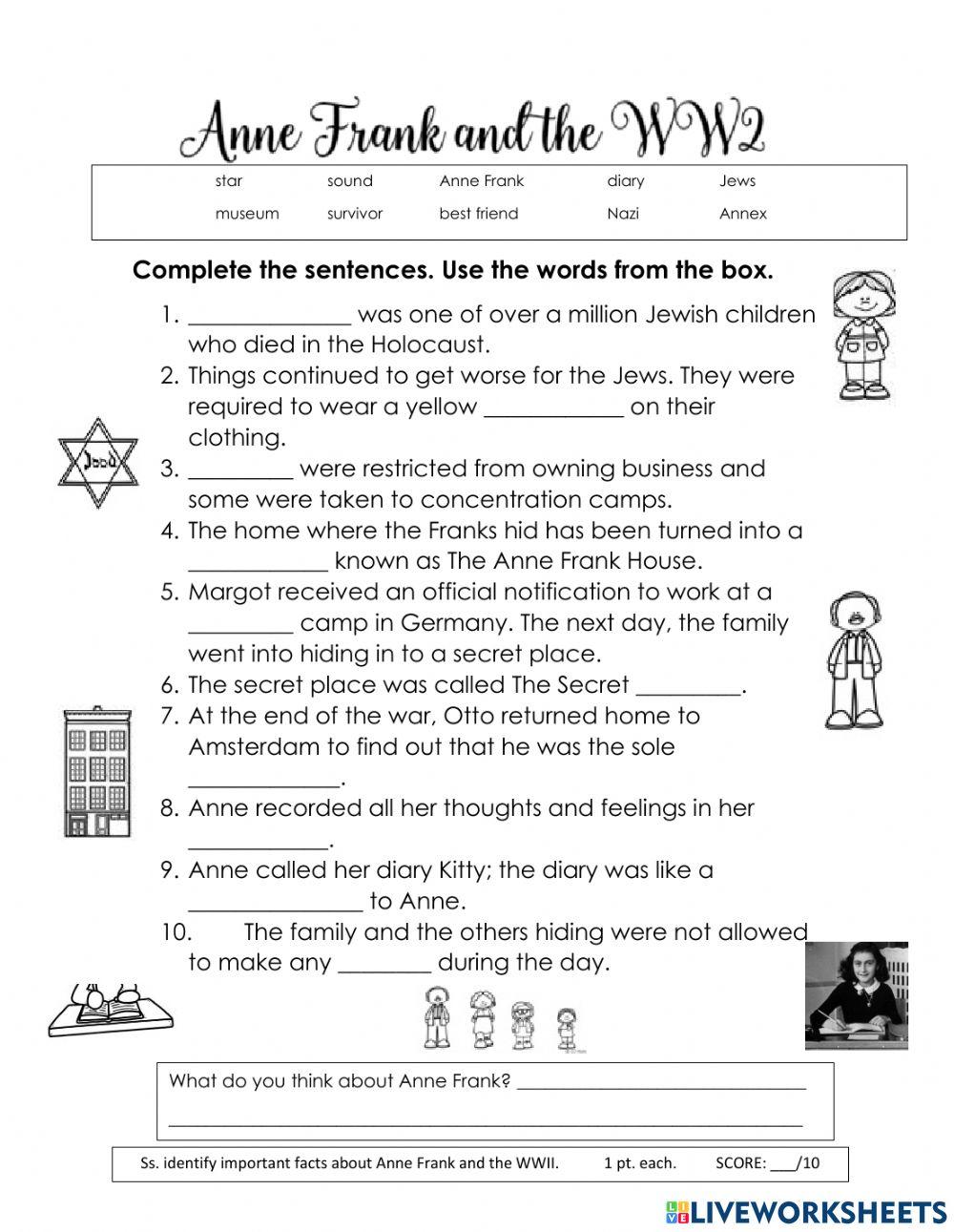 anne-frank-and-wwii-worksheet-live-worksheets-worksheets-library for Anne Frank Free Printable Worksheets Anne Frank and WWII worksheet | Live Worksheets - Worksheets Library for Anne Frank Free Printable Worksheets