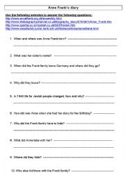 Anne Frank´s Diary - ESL worksheet by le rhun
