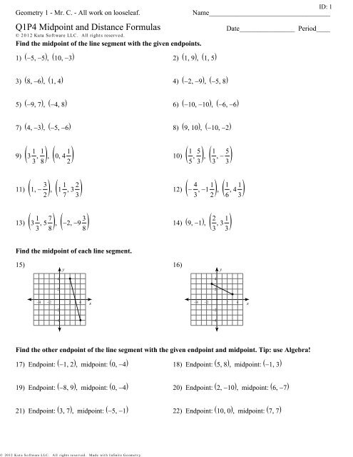 the distance formula worksheet