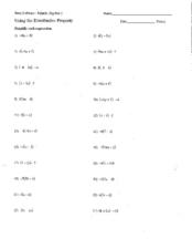 Using the Distributive Property Worksheet for 6th - 9th Grade ...