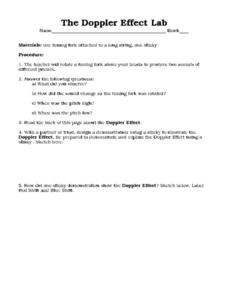 The Doppler Effect Lab Worksheet for 6th - 8th Grade | Lesson Planet