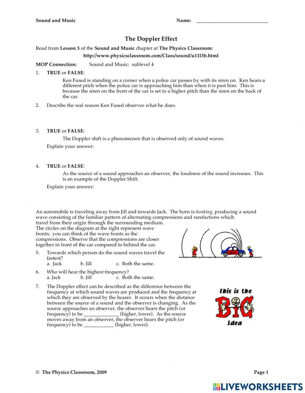Doppler Effect worksheet  
