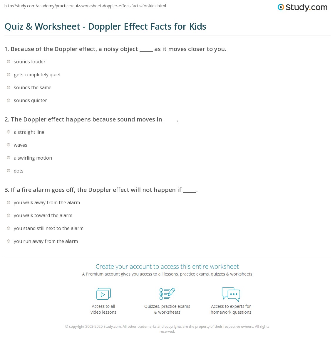 Quiz &  Worksheet - Doppler Effect Facts for Kids | Study.com