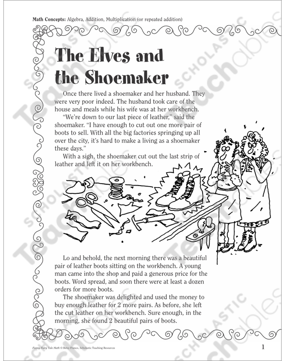 The Elves and the Shoemaker Funny Fairy Tale Math Printable