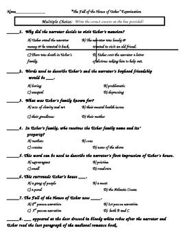 the fall of the house of usher worksheet