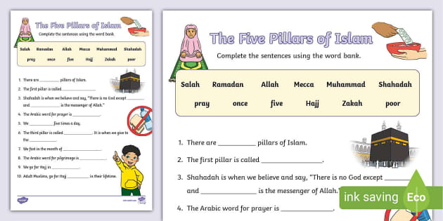 the five pillars of islam worksheet