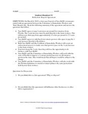 Reflection: Boycott Agreement Worksheet for 10th - 12th Grade ...