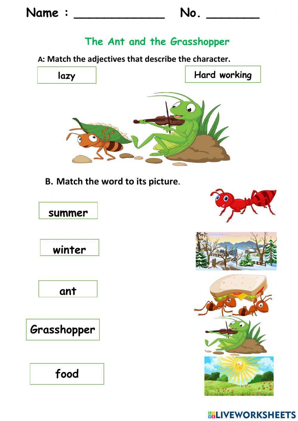 the grasshopper and the ant worksheet