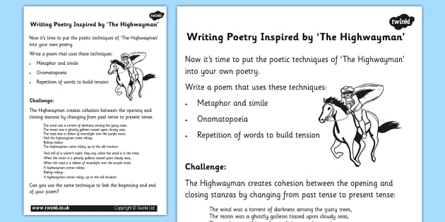 the highwayman worksheet