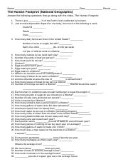X-VIDEO-Human Footprint Video Guide.docx - Name Date Period The ...