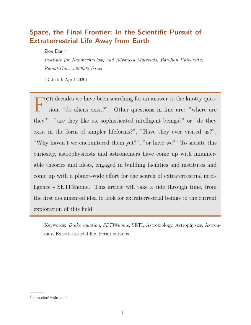 PDF) Space, the Final Frontier: In the Scientific Pursuit of ...