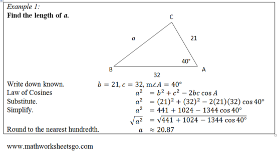 the law of cosines worksheet