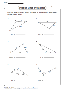 the law of cosines worksheet