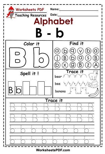 Letter B Worksheets PDF - Recognize, Trace, &  Print