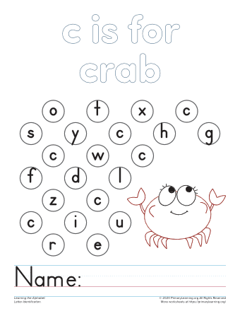 the letter c worksheet