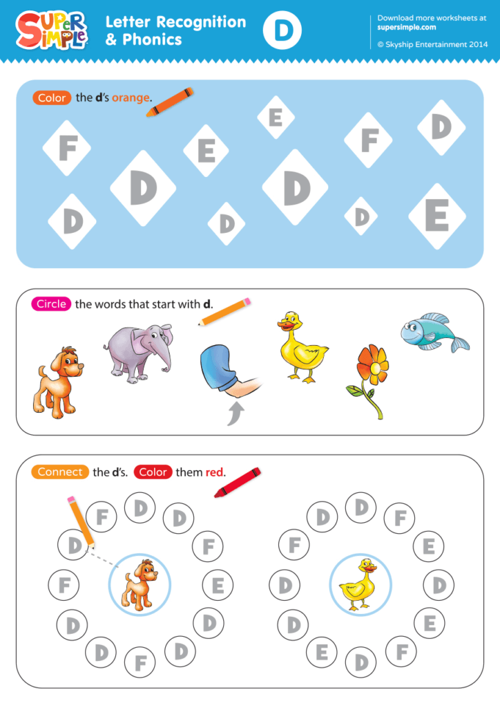 the letter d worksheet for