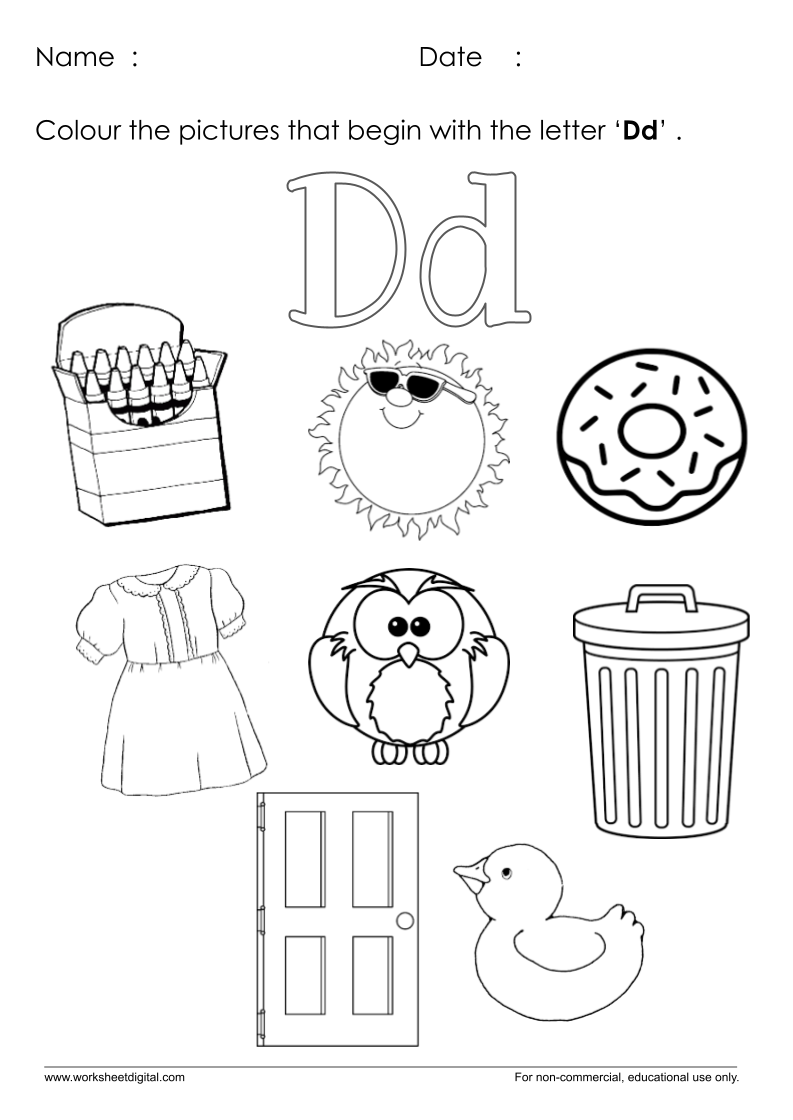 Letter D Worksheet for Kindergarten - Worksheet Digital