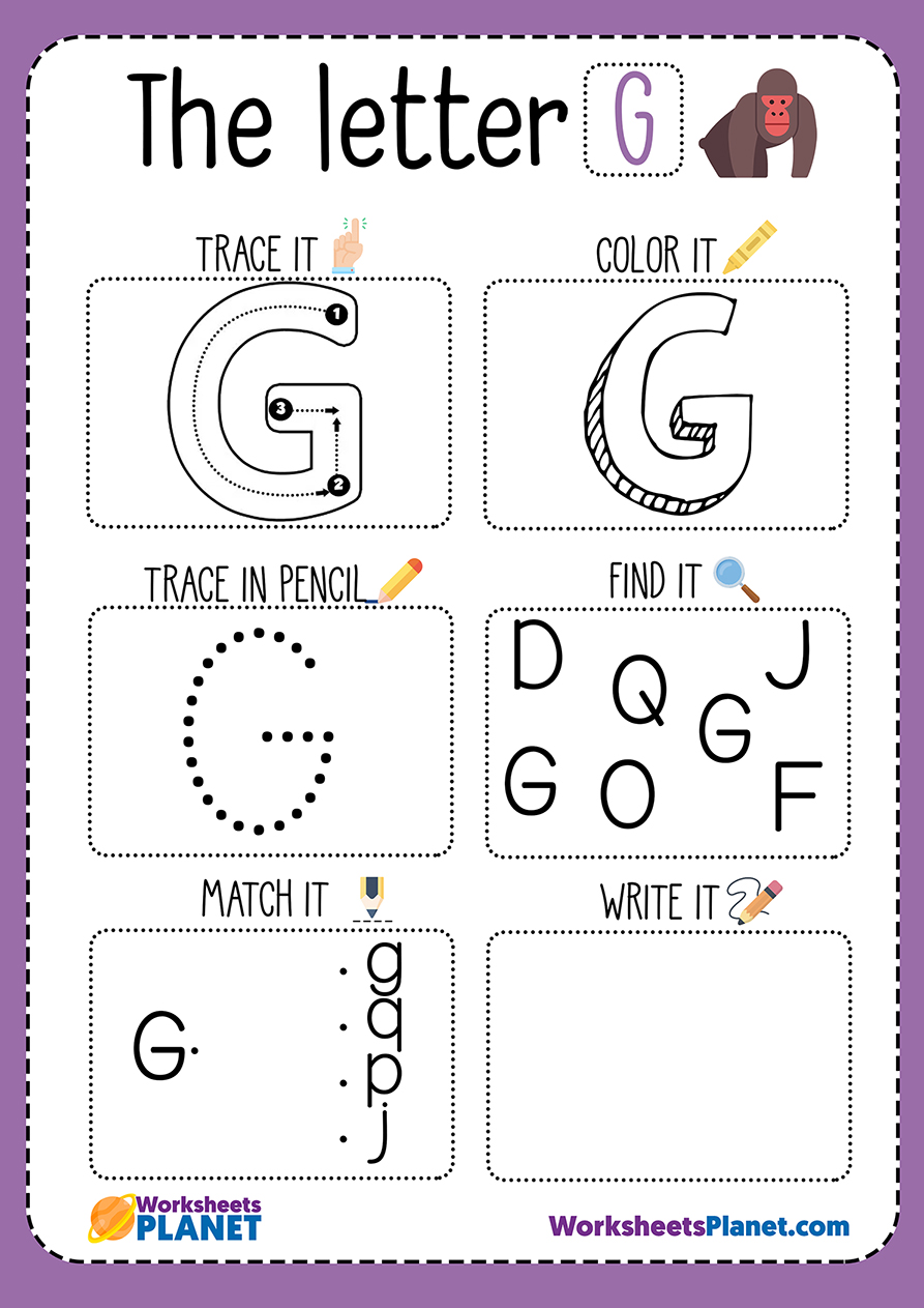 the letter g worksheet