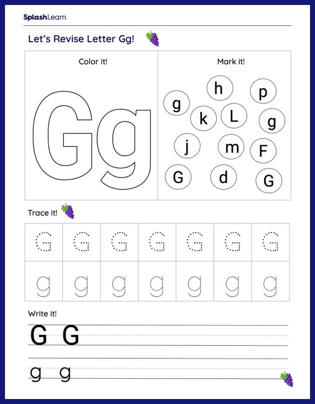 Letter G Worksheets for Kindergarteners Online - SplashLearn