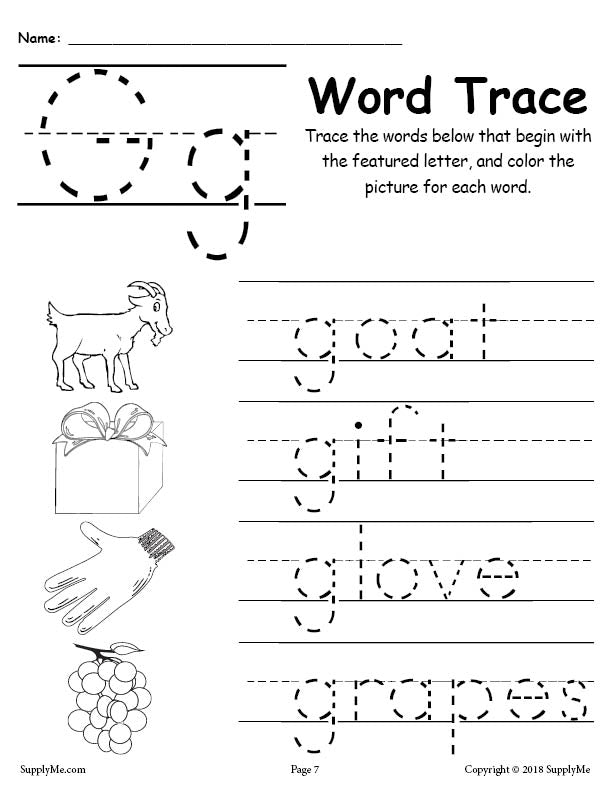 the letter g worksheet