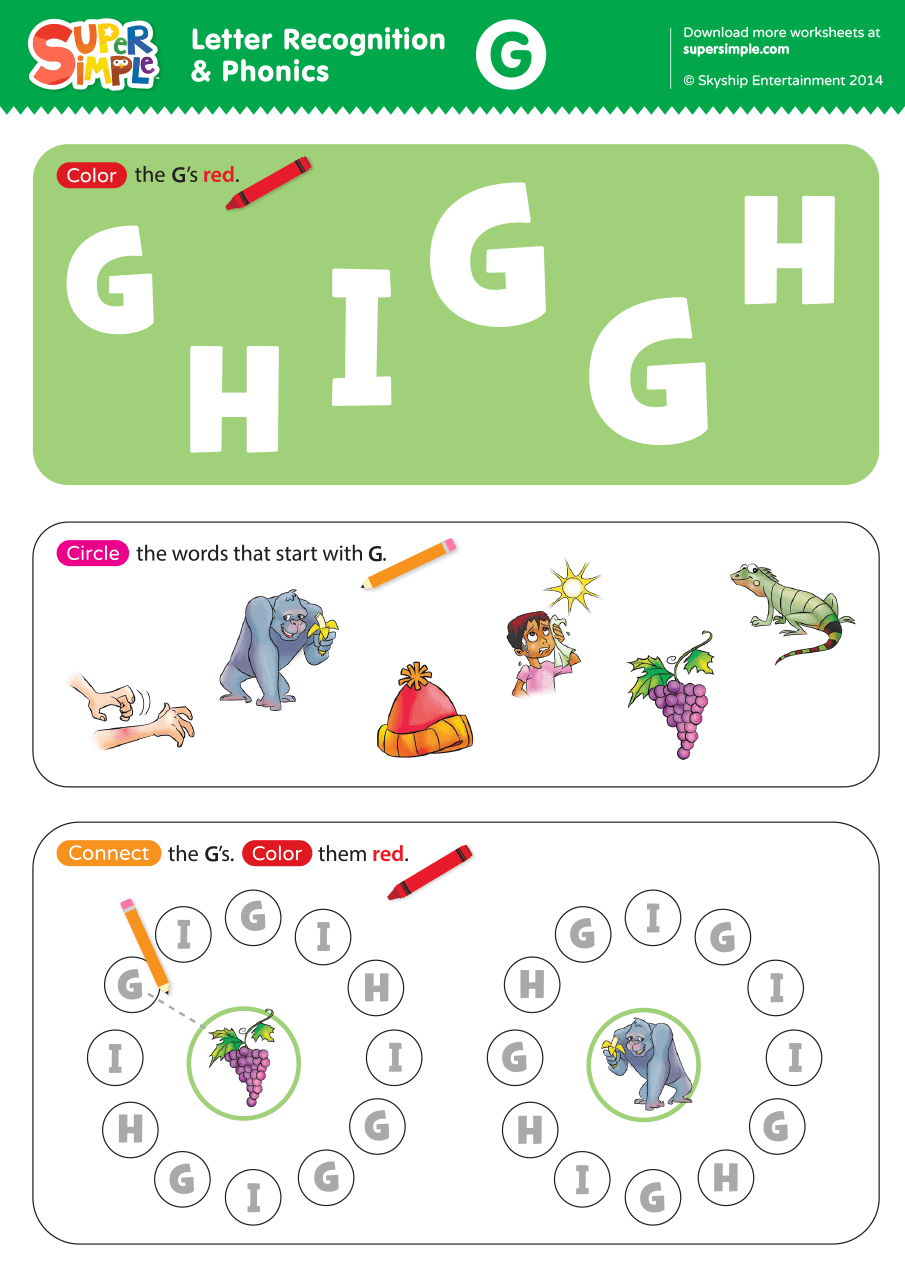 the letter g worksheet