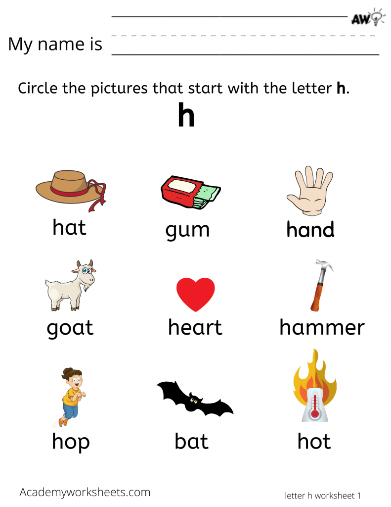 the letter h worksheet