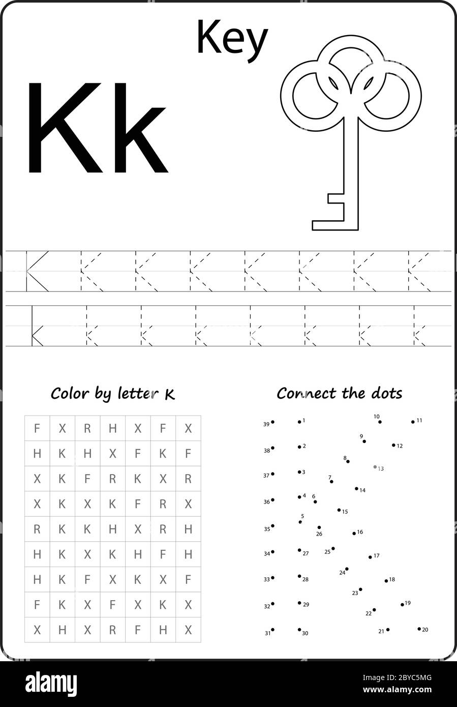 letter K. Alphabet letter. Worksheet. Task for kids. learning ...