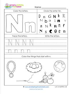 ABC Worksheets - Letter N - Alphabet Worksheets | A Wellspring
