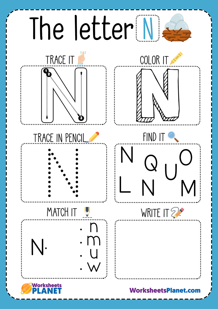 the letter n worksheet