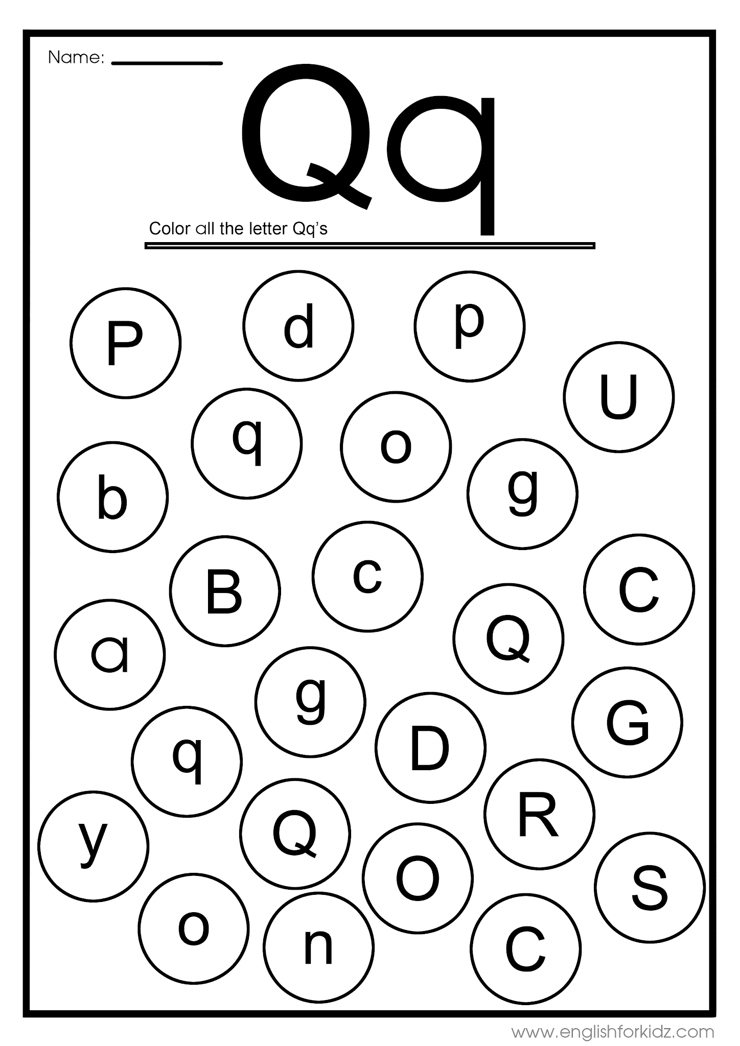 English for Kids Step by Step: Letter Q Worksheets, Flash Cards ...