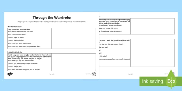the lion the witch and the wardrobe worksheet