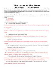 Copy of Lorax-Truax Comparison - The Lorax &  The Truax By: Dr ...