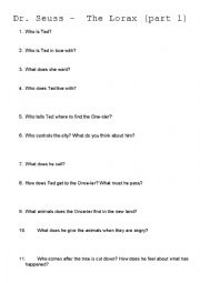 the lorax worksheet answers