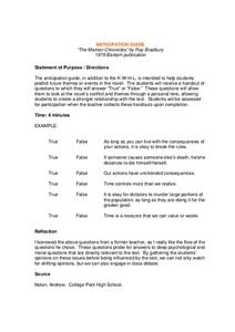 The Martian Chronicles: Anticipation Guide Worksheet for 9th ...