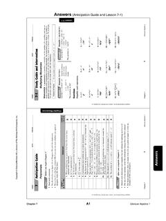 Answers (Anticipation Guide and Lesson 7-1) | Copyright c glencoe ...