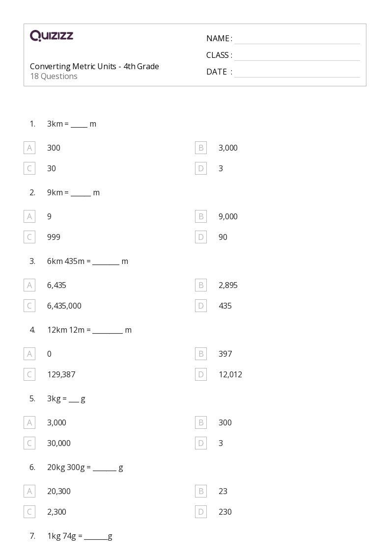 50+ Converting Metric Units worksheets on Quizizz | Free &  Printable