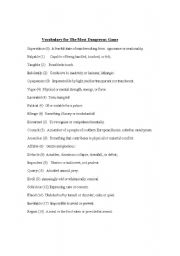 the most dangerous game vocabulary worksheet