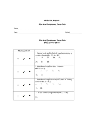 the most dangerous game worksheet