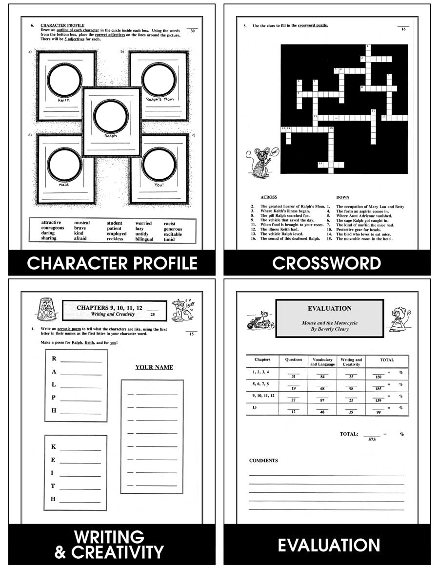 the mouse and the motorcycle free printable worksheet