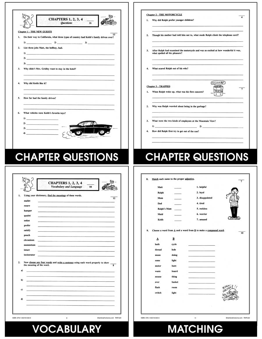 the mouse and the motorcycle worksheet