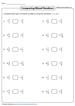 the order mixed fractions worksheet