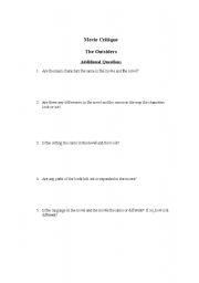 The Outsiders - Alternative to the Moive - ESL worksheet by LindyD
