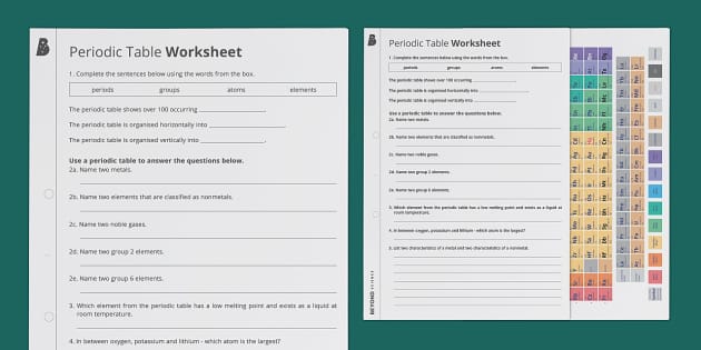 the periodic table worksheet