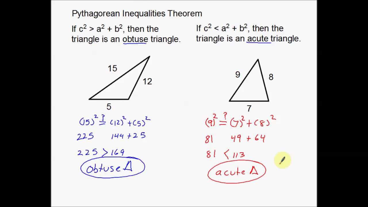 the pythagorean theorem and inequalities worksheet