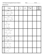 the pythagorean theorem and inequalities worksheet